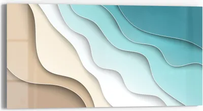 Produktbild von DEQORI Glasbild Echtglas 60x30 cm 'Farbige Papierwellen' Wandbild Bild modern Deko