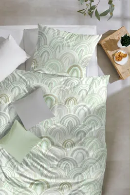 Produktbild von Primera Renforce Bettwäsche 135x200 Regenbogen Muscheln grün grau 123098-55
