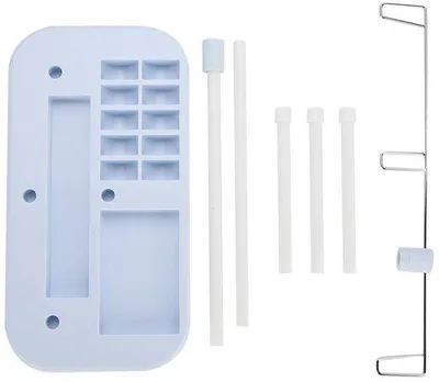 Zdjęcie produktu dla Stojak na szpule z tworzywa sztucznego, wyposażony w 3 uchwyty na szpule, o wymiarach 200x110x360 mm, idealny do szycia i rękodzieła