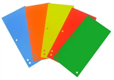 Immagine prodotto di Cartoncini divisori A4 1/3, 100 pezzi, assortimento di colori, formato rettangolare
