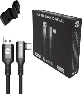 Image de Oculus Link Câble VortexVR 5m + fixation | USB-A | pour Oculus Quest 2 (ou Quest 1) | SteamVR | SideQuest