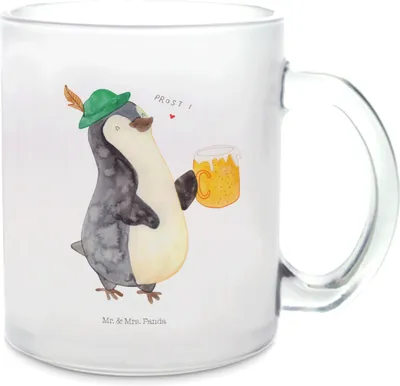 Produktbild von Mr. & Mrs. Panda Pott Pinguin Bier - Transparent - Geschenk, Tee Tasse, Teetasse, Teeglas, Feierabend, Trinkglas, Beschwippst, , Häferl
