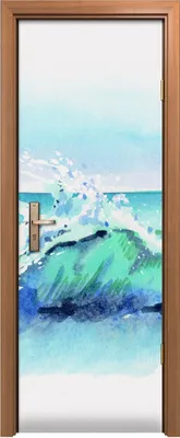 Produktbild von Türposter 70x200 cm Türaufkleber Türtapete Türfolie Klebefolie Aquarell handgezeichnete Meere welle