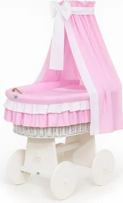 Obrázek produktu pro Bellamy Dětská postýlka MY SWEET BABY Přírodní vlákno Bílá s Baldachýnem a Prémiovou Matrací