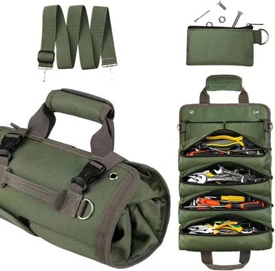 Produktbild von Werkzeugtasche 6 Fächer, faltbar, Oxford-Gewebe, grün, für Heimwerken
