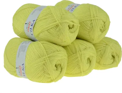 500g Strickgarn CILKA by VLNIKA Klassikgarn Strickwolle mit Schimmereffekt, grüngelb