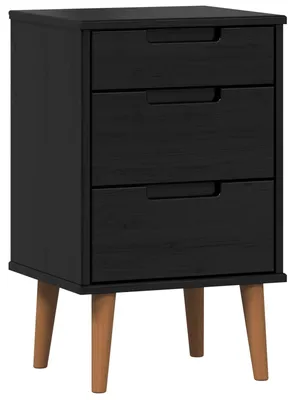 Obrázok produktu pre Nočný stolík Čierny 40 x 35 x 65 cm Masívna borovica