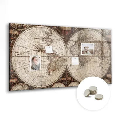 Produktbild von Dekorative Magnettafel 120x60 cm - Magnetwand - für Fotos, Karten und Notizen - Fotowand - Memoboard - Magnetpinnwand - Wanddekoration - Karte der alten Welt