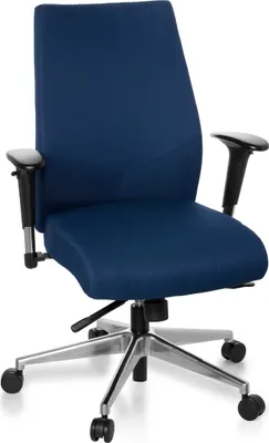Produktbild von hjh OFFICE Profi Bürostuhl PRO-TEC 250 Ergonomischer Schreibtischstuhl mit Armlehnen (höhenverstellbar) Stoff Dunkelblau Drehstuhl für Büro, Zuhause