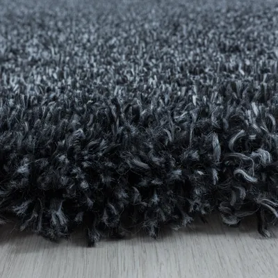 Produktbild von Villa Möbel Fluina Wohnzimmer-Teppich, Hochflor-Teppich, Shaggy, Einfarbig, Farbe:Anthrazit, Grösse:160 cm Rund