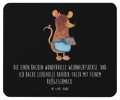 Produktbild von Mr. & Mrs. Panda Mouse Pad Maus Kekse - Schwarz - Geschenk, Weihnachten, Plätzchen, Mauspad, notebook, mousematte, Weihnachtsbäckerei, computer, Winter, Mousepad