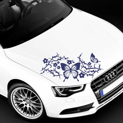 Produktbild von Aufkleber - Autoaufkleber "Butterfly Rankelement" 70cm x 31cm königsblau - Tuning Carystyling Heckscheibe Auto