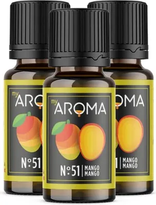 Produktbild von myAROMA flavour drops – Mango 3x10ml, zuckerfreie und kalorienfreie Aromatropfen, vegan ohne künstliche Farbstoffe für Küche und Drinks, Nr. 51