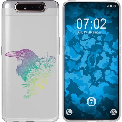 Produktbild von PhoneNatic Case kompatibel mit Samsung Galaxy A80 Silikon-Hülle Floral Rabe M4-4