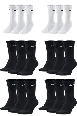 Produktbild von 18 Paar Nike Herren Damen Socken SX4508 - Farbe: weiß /schwarz / schwarz - Größe: 42-46