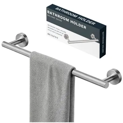 Produktbild von Delvant ESVAN Handtuchhalter 40 cm Wand, Handtuchstange Edelstahl Gebürstetes Silber, Badaccessoire, Wandmontage, Modernes Minimalistisches Design