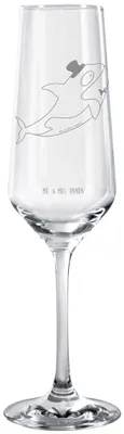 Produktbild von Mr. & Mrs. Panda Glas Orca Zylinder - Transparent - Geschenk, Geburtstag, Fest, Glitzer, Sektglas, Narwal, Trinkglas, graviert, Champagnerglas, Urlaub, Konfetti