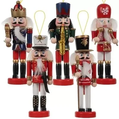 Produktbild von GKA 5 Stück 2in1 Nussknacker zum Stellen & Hängen Weihnachten Dekoration 13 cm Mund öffnend