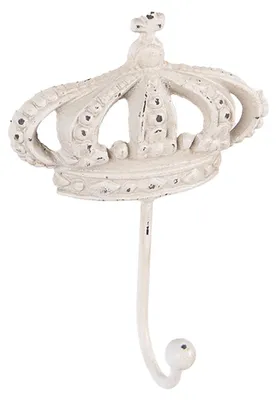 Productafbeelding van Clayre & Eef Wandhaken Krone, 14x7x19 cm, wit, metaal