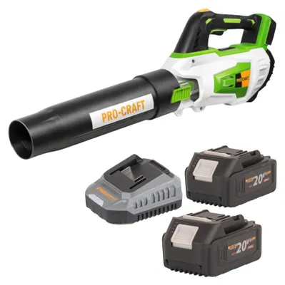 Zdjęcie produktu dla Akumulatorowa dmuchawa do liści Procraft PB20 20 V TURBO + 2x akumulator 4,0 Ah + ładowarka