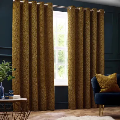 Produktbild von Paoletti - Ösenvorhänge "New Galaxy", Chenille RV3278 (229 cm x 229 cm) (Gold)