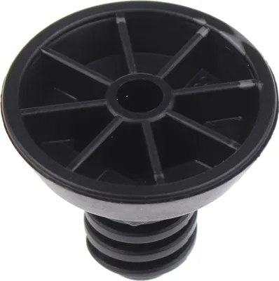 A black appliance foot with a ribbed stem and a circular top with radiating spokes.