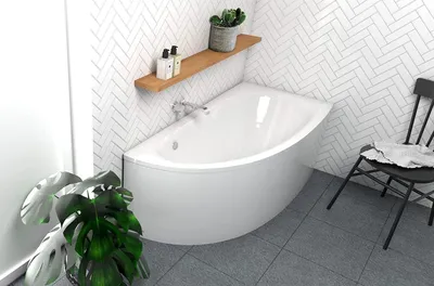 Image de ECOLAM Baignoire d'angle Milena 150x70 cm droite + tablier | bonde vidange et trop-plein automatique | pieds + silicone | Set complet