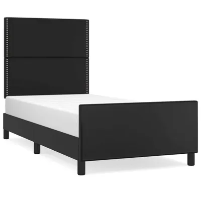 Produktbild von vidaXL Bettgestell mit Kopfteil Schwarz 90x190 cm Kunstleder