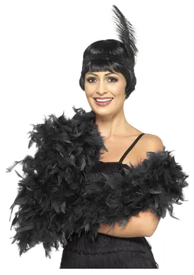 Produktbild von Federboa Deluxe schwarz 180cm – Elegante 20er Jahre Federboa aus schwarzen Federn – Glamouröses Kostüm Accessoire für Fasching, Karneval, Burlesque & Halloween