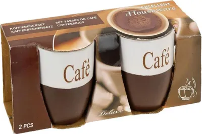 Image de Lot de 2 tasses Koopman, en céramique, 7 x 7,5 cm, 150 ml, noires