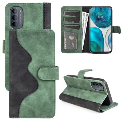 Produktbild von Für Motorola Moto G52 4G Design Handy Tasche Grün Etuis Kunst-Leder Hülle Cover