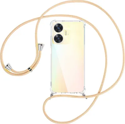 Produktbild von Handykette Backcover-Schutzhülle mit Band (Metall silberfarben) für Realme C55 (6.72'') - Goldkordel