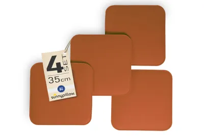 Produktbild von sunnypillow 4er Set Stuhlkissen aus Filz quadratisch 35x35 cm | gemütliche Filzkissen für Bank und Stuhl | Indoor/Outdoor | Sitzkissen Sitzauflage | Braun |