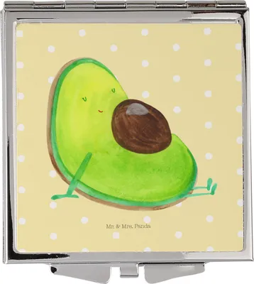 Produktbild von Mr. & Mrs. Panda Schminkspiegel Avocado Schwangerschaft - Gelb Pastell - Geschenk, Baby, klein, Taschenspiegel, Frauen Spiegel, Liebe, Schwanger, Kosmetikspiegel