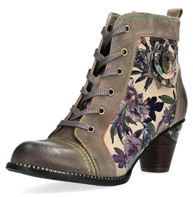 Produktbild von Laura Vita Damen Stiefelette Schnürboot mit floralen Details Alcizeeo 78, Größe:37 EU, Farbe:Grau
