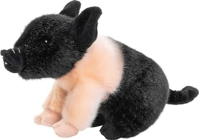 Produktbild von Uni-Toys - Angler Sattelschwein Ferkel rosa-schwarz - 20 cm (Länge) - Plüsch-Schweinchen, Schwein - Plüschtier, Kuscheltier