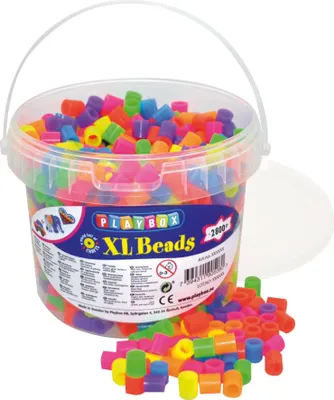 Produktbild von Playbox Eimer 900 Stück XL-Bügelperlen Neon