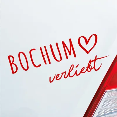 Produktbild von Auto Aufkleber Bochum verliebt Herz Stadt Heimat Liebe Car 19x8 cm Rot Sticker Heckscheibenaufkleber