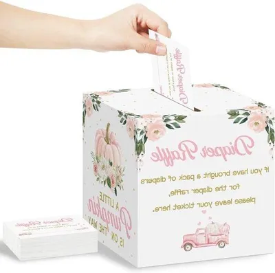 Produktbild von Babyshower Spiel - Herbst Blumen Kartenspiel - 50 Karten - Rosa