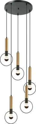 Zdjęcie produktu dla ACA Lighting lampa wisząca 5XE27 mosiądz/czarny metal D53XH176CM MIRACOLO HL39975P53BB