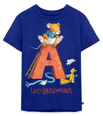 Produktbild von Spreadshirt Leo Lausemaus Kindergarten Alphabet Kinder Premium T-Shirt, 134/140 (8 Jahre), Royalblau