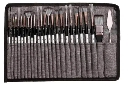 Produktbild von 24-teiliges Set Nylonpinsel mit Holzgriff für Aquarellmalerei