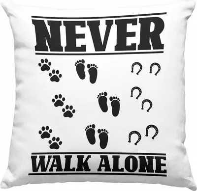 Produktbild von Trendation - Hund Pferd Reiter Deko-Kissen mit Füllung 40x40 Geschenk Never Walk Alone Reiterin Geschenk Pferde Mädchen (Grau)