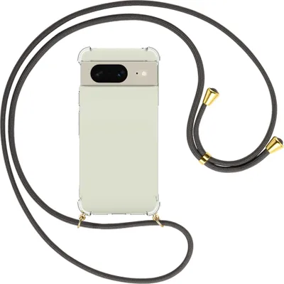 Produktbild von Handykette Backcover-Schutzhülle mit Band (Metall goldfarben) für Google Pixel 8 (6.2'') - dunkelgrau