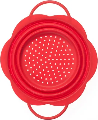 Produktbild von Kochblume Faltsieb M rot Silikon, Edelstahl 22929.04