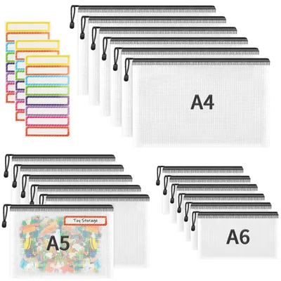 Obrázek produktu pro Dokumenty formátu A4, A5 a A6, 18 kusů obálek se zipem