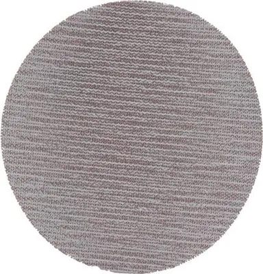 A circular sanding disc with a textured surface.