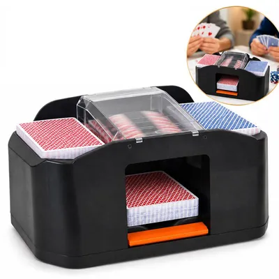 Produktbild von Kartenmischmaschine elektrisch, automatischer Kartenmischer für Poker, Bridge, UNO und Blackjack, für 2 Kartenspiele, 2000mAh Akku, USB-aufladbar, leise