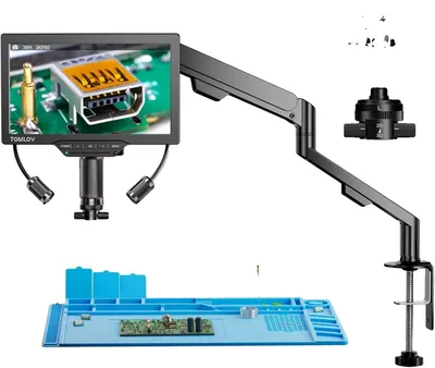 Image de Microscope numérique, grossissement 2000x, écran de 7 pouces, vue rotative à 360°, double objectif, CE