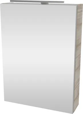 Produktbild von Fackelmann A-VERO Spiegelschrank mit LED-Beleuchtung  Alibertschrank für Bad und Gäste-WC (50 x 68 x 15,3 cm)  SBC Badschrank mit Spiegel in Holz Grau  Tür links